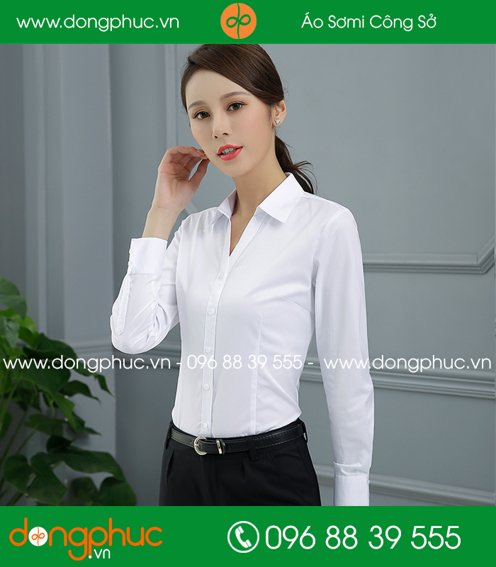  Đồng phục áo sơ mi màu trắng 